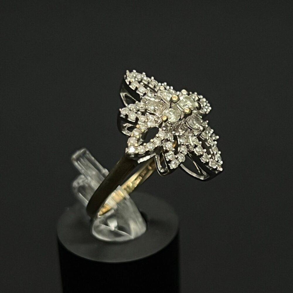 Two-Tone Diamond Flower Statement Ring - image 3